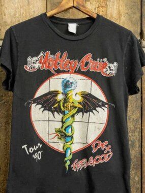 Motley Crue Tour 90 Black Short Sleeve Cotton T-shirt 248